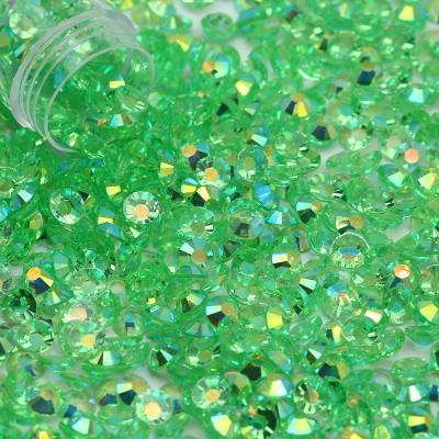 China Flatback Transparent Peridot AB Resin Bottom Rhinestones Flatback for sale