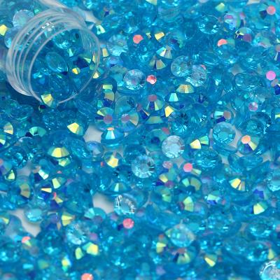 China Flatback 16 Kinds Clear Bottom Blue Zirconia ab Colors Flat Back Non-Hot Fix Resin Rhinestone For Bling Craft for sale