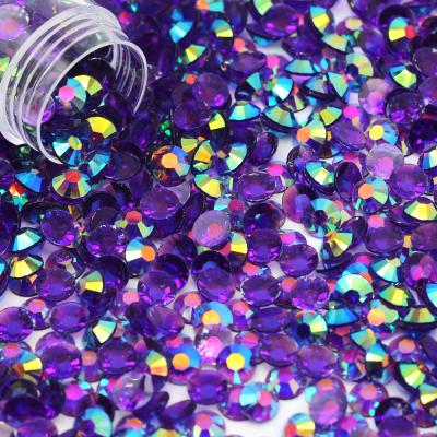 China Resin Flatback 2mm 3mm 4mm 5mm 6mm Non Hotfix Round Purple Rhinestone Resin Crystal Stones Transparent Bottom Blue ab Strass Flatback for sale