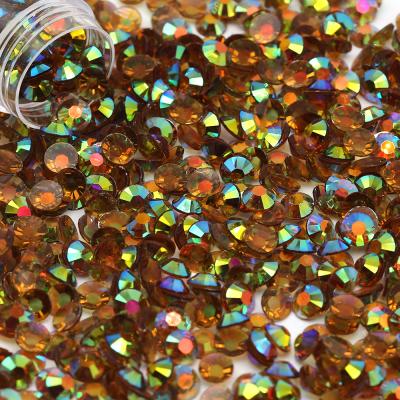 China Clear Flatback Applique 2mm-6mm Crystal Smoked Topaz ab Strass Round Flatback Resin Faux Stone For Diy Craft Decoration for sale