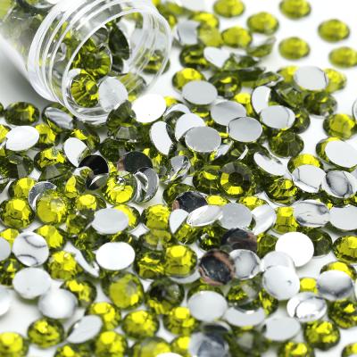 China Hot Selling Flatback on Amazon Resin Rhinestone Bulk 4mm 50000Pcs/Bag Olive Flat Back Plated Bottom for Cup Diy for sale