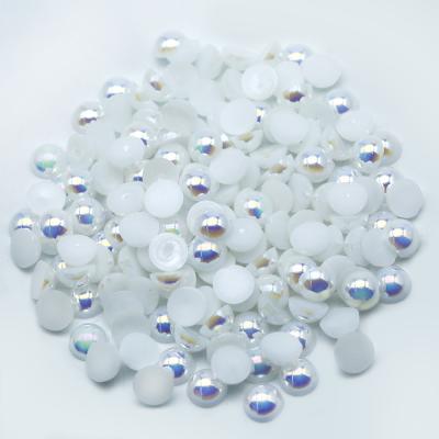 China Diy Phone Case Flat Back Soild Pearl Half 3 4 5 6 8 10 12 Mm Imitation ABS White ab Colors Cabochon Half Round Pearl For Scrapbook Decoration for sale