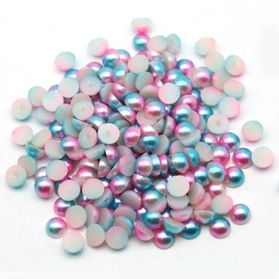 China Diy Phone Case 6mm Rainbow ABS Hlaf Pearl Flatback Cabochon Diy Imitation Pastel Pink Blue Jewelery for sale