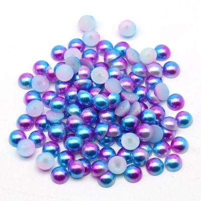 China Wholesale Diy Phone Case Purple Rainbow 8mm Beads 2000pcs ABS Plastic Blue Hlaf Bead For Bag Diy Embellish for sale