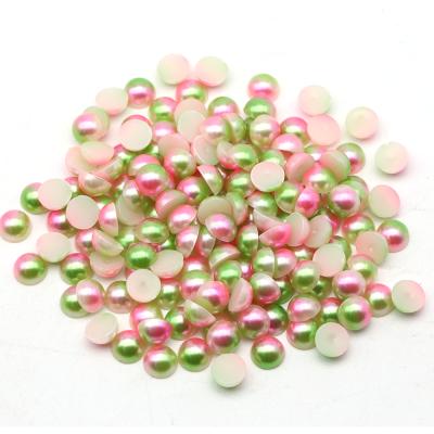 China 3-16mm Apple Green And Pink Pearl Color Rainbow Diy Phone Case Crystal Rhinestone Stone Loose Round Abs Hlaf For Carfts for sale