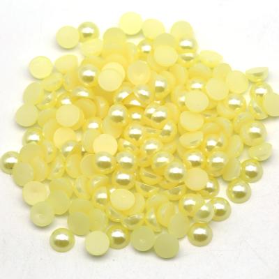 China Wholesale Diy Phone Case Daffodil Color 6mm 8mm 10mm 12mm Normal Round 14mm Half Pearl Flatback Beads for sale