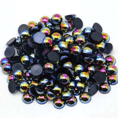 China Diy Phone Case AB Jet 2mm 4mm 6mm 8mm 10mm ABS Flatback Crystal Stones Half Round Pearl for sale