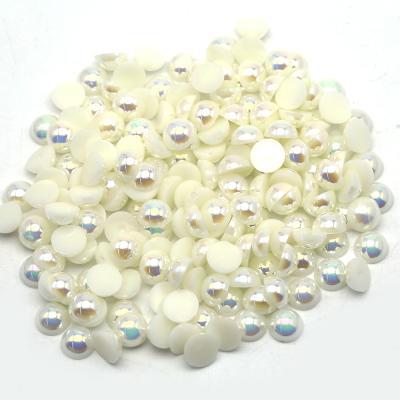 China Diy phone case off flat back ab 6mm 8mm 10mm 12mm abs hlaf hlaf beads white stone ab for crafts for sale