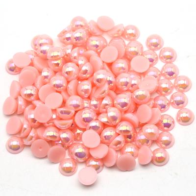 China Diy Phone Case 2-16mm Pink Color ABS Half Bead AB In Loose Bead for sale