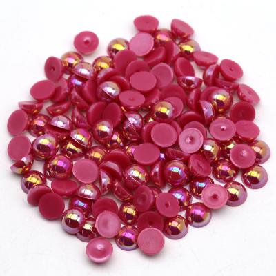 China Factory Sales Diy Phone Case Half Flatback DK Rose Ab Color Domed Colorful ABS Bead Loose Bead for sale