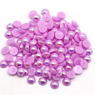 China Diy Phone Case Lt.Amethyst ab 1.5-16mm Faux Beads ABS Round Hlaf Cabochons Beads For Crafts for sale