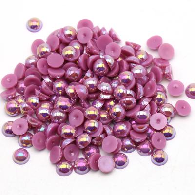 China Diy Phone Case Wholesale 1.5mm-14mm Med Anethyst Ab Colors Flatback ABS Plastic Bead Half Round Loose Bead for sale