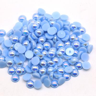 China Lt Sapphire Ab Color 6mm 8mm 10mm 12mm Diy Phone Case ABS Half Bead Flatback Beads For Shoes Hats Decoration for sale