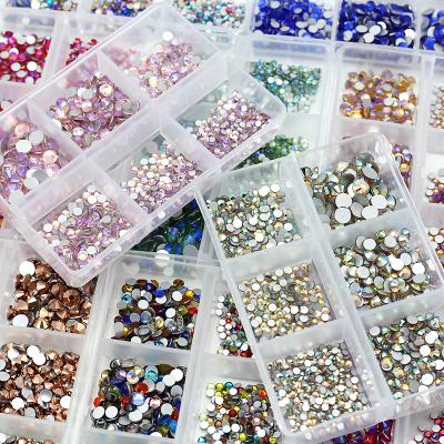 China Flatback Mix Size And Color 6 Hoops Non Nial Art Rhinestones For Nail Art Glass Hotfix Stone Decoration for sale