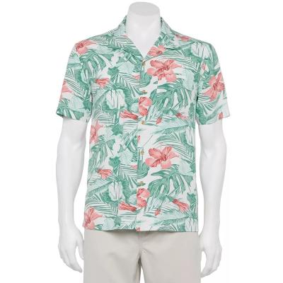 China Anti-pilling custom fashion aloha in hawaii graphic logo print canvas blend casual korean luxury mens beach shirts for sale