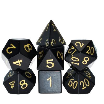 China Obsidian Dice Dnd Gem Dice Set Custom Rpg Polyhedral Dice Set GD-06 for sale