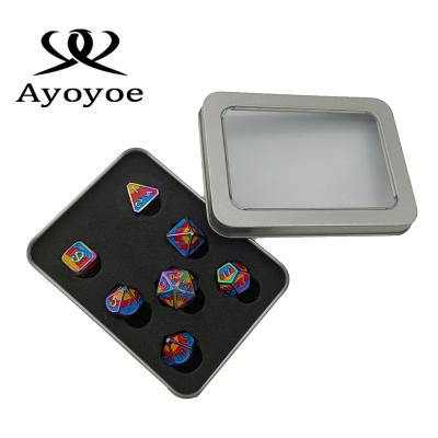 China Fashionable Fashionable Metal Dice Box For DND Dies 7 PC Dice Set Customizable Metal Dice Box RPG for sale