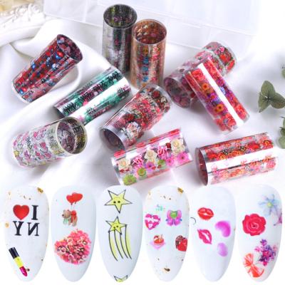 China 3d Nail Foil Paper Hot Sale Aluminum Foil 100*4 10pcs Valentine Heart Love Decoration Transfer DIY Art Decoration for sale