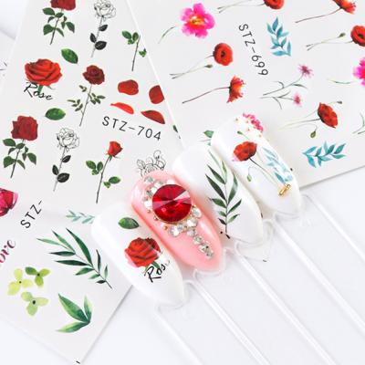 China 3d Nail Art DIY Decoration 2020 Fashion Finger Toe Gel Nail Sticker 34 Set Nail Art Sticker Rose Flowers Set for sale