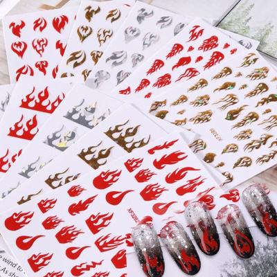 China 3d Nail High Quality Nail Art DIY Decoration 3D Designer Nail Sticker Decal Flame Flame Sticker for sale