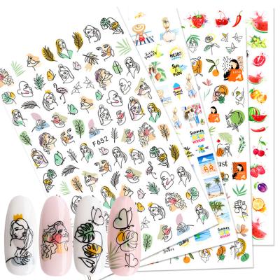 China 3d Nail Popular Leaf Seaside Flower Art DIY Decoration 2020 Summer Decoration Tropical Nail Sticker for sale