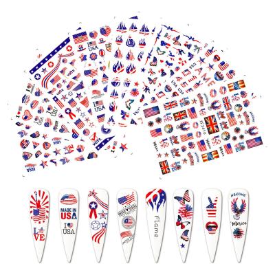 China 3d Nail Art Self Adhesive Flame Butterfly National Flag Nail Sticker American Independence Day Sticker DIY Art Decoration High Quality for sale