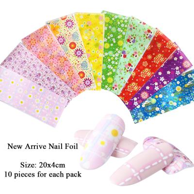 China 3d Nail Art DIY Decoration 10pcs 20*4cm Designer Nail Art Decoration Transfer Paper Little Sun Flower Nail Foil for sale