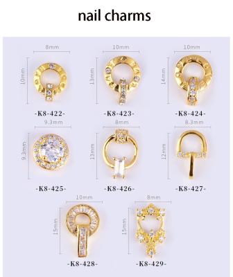 China 2021 Trendy Popular Metal Gold Plated Ring Clasp Charms For Nail Decoration for sale