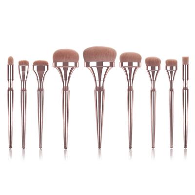 China Angular Blush 2020 New 9pcs Rose Gold Makeup Brush Set Custom Foundation Blush Brush from Maccosmetics for sale