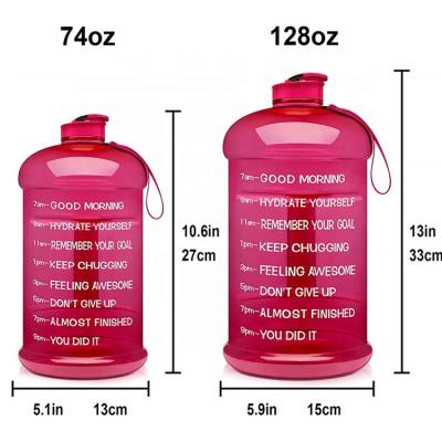 China Viable Free Reusable Plastic Wide Mouth 1/2 Gallon Gym 2.2L BPA Large Water Jug With Time Motivational Marker For Outdoor Gym for sale