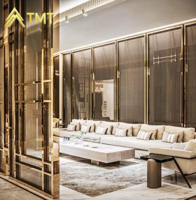 China PVD Plating TMT Decorative Metal Screen Stainless Steel Pattern Hotel Lobby Club Room Solution Project for sale