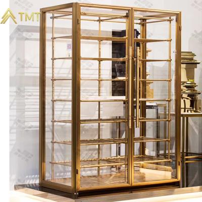 China PVD Plating Custom Art Metal Frame Wall Boards Cabinet Display Wall Panel Decoration for sale