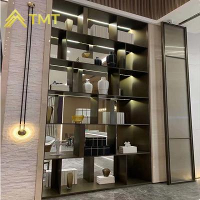 China PVD plating stainless steel manufacturing cabinet design rack home cabinet decoration wine rack and cabinet for sale