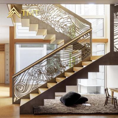 China balcony decor metal stair railing stainless steel baluster interior fence laser cutting indoor precast metal balustrade panel stairs rail for sale