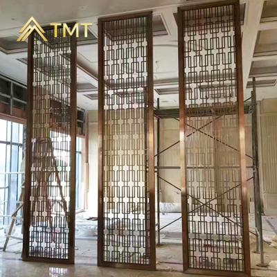 China PVD Plating Custom Divider Screen For Living Room Art Deco Laser Cut Room Divider Screen Metal Gold Screen Room Divider for sale