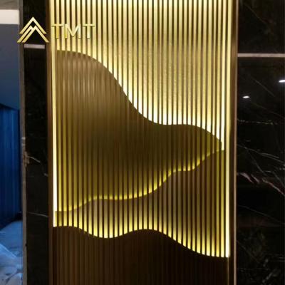 China PVD plating unique modern decorative deco metal screens stainless steel laser cut hall partition for sale