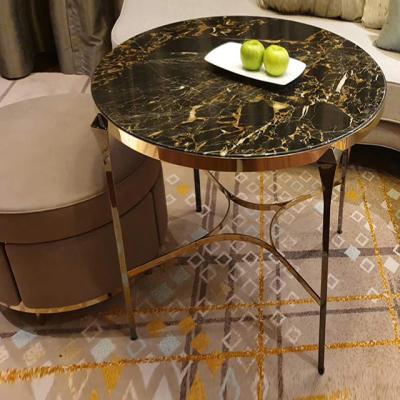 China (Height) Restaurant Room Adjustable Coffee Table Stainless Steel Rose Gold Furniture Rest Coffee Table for sale