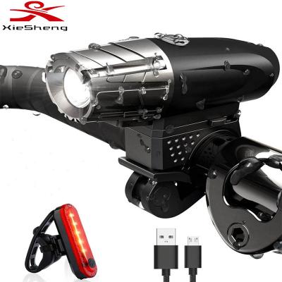 China Amazon USB Rechargeable Hot Selling USB Bike Headlight and Tail Light Waterproof USB LED Bicycle Light Set for sale