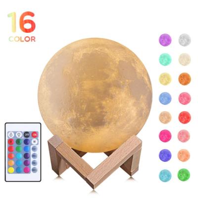 China Flashing 3D Moon Lamp 16 Colors 16 Colors Mood Touch Light with USB Remote Control Rechargeable LED Night Lights for Home Decoration for sale