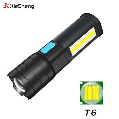 China Work AK47 Flashlight Zoomable LED USB Torch Charging Strong Magnet Police Flashlight COB Work Light Red Blue White Torch for sale