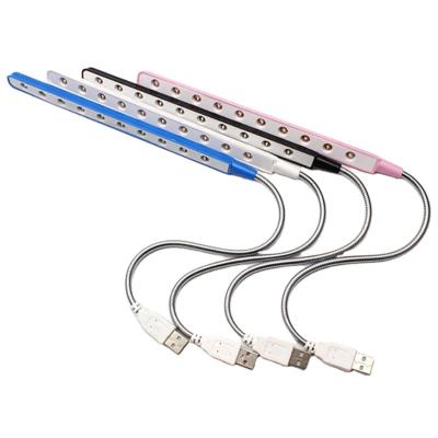 China Aluminum + ABS flexible keyboard reading lamp 10 led usb led light for pc notebook laptop for sale