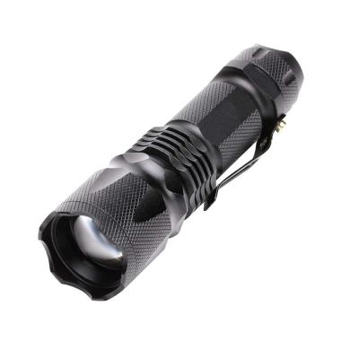 China Camping Tactical Flashlight Xml t6 Led Portable Zoomable 5 Modes Adjustable Focus Led 18650 Tactical Flashlight With Hook for sale