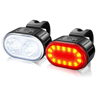 China Bike Front and Rear Light Bike Light Set USB Rechargeable Bicycle Light LED Bike Front and Rear Light Mountain Waterproof Road Cycling Headlight for sale