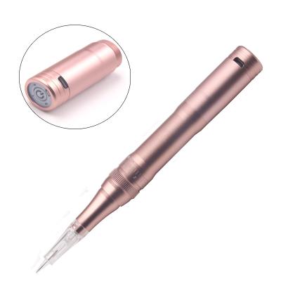 China Rose Gold Eyebrows Tattoo Machine Best Quality Radio Permanent Makeup Tattoo Pen Rechargeable Tattoo Gun for sale