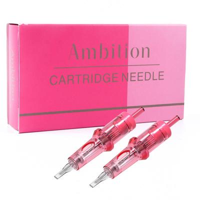 China 1rl 0.18mm Medical Sterilized Disposable Pink Permanent Makeup Eyebrow Tattoo Needles Cartridges for sale