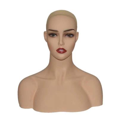 China Wholesale Cheap Realistic Female Plus Size Wig Display With Shoulder Mannequin Head For Wig Stand for sale