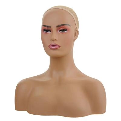 China Jewelry Plus Size Wig Head Show Mannequin Head Head With Shoulder For Wig Display for sale