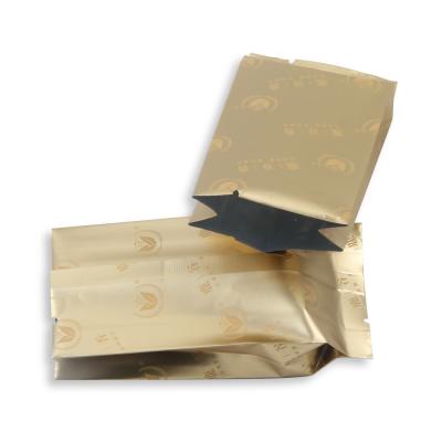 China Good Texture Moisture Proof Factory Direct Supply Metallic Gold Aluminum Middle Sealed Black Tea Leaf Packaging Bags for sale