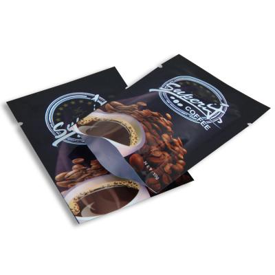 China High Barrier Three Sided Seal With Zipper OEM Notch Laminated Aluminum Foil Matte Packaging Bags For Coffee for sale