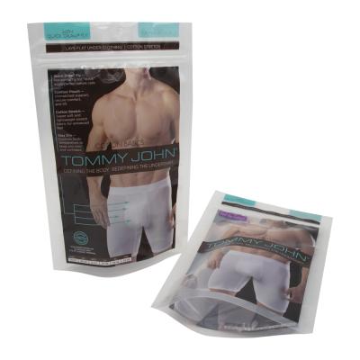 China Barrier Maker New Design Resealable Stand Up Underwear Plastic Packaging Ziplock Bag For Clothing for sale